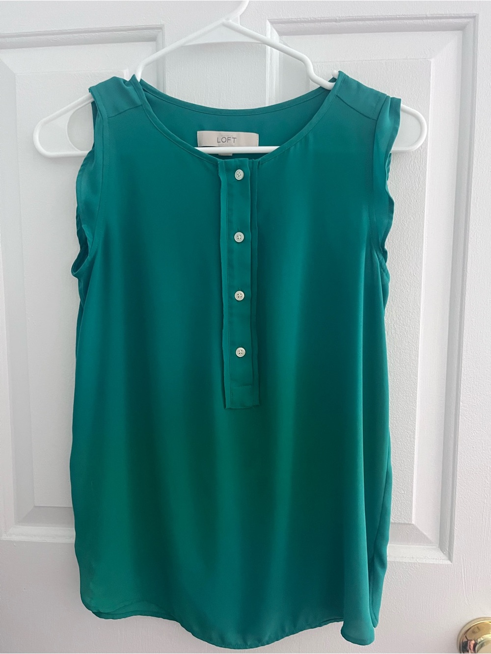 LOFT Teal Button-Front Sleeveless Camisole